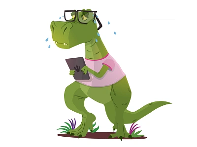 Nervous Rex cartoon dinosaur glasses ipad jurassic park tyrannosaurus