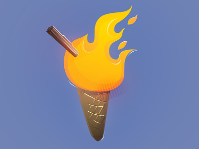 Flaming Ice Cream fire flake flame flaming food hot icecream illustration lolli summer sunny