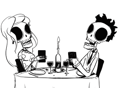 Dinner Date cartoon date doodle illustration iphone romance skeleton sketch