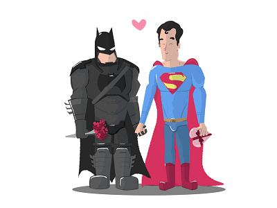 Touching Capes batman batman v superman capes cartoon comic books doodle illustration love superheroes. dc superman