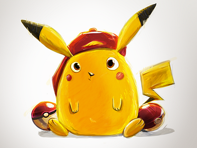 Pikachu animal cartoon character design cute eyes hat illustration pikachu pokemon pokemongo