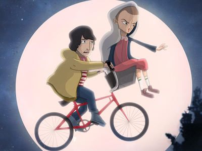 Stranger Things cartoon eleven et fan art illustration netflix steven spielberg stranger things