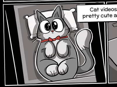 Cat Videos black and white cartoon cat comic comic book cute illustration kitten