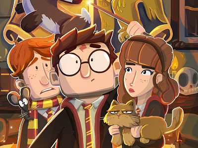 Harry Potter harry potter hermione granger hogwarts illustration magic ron weasley