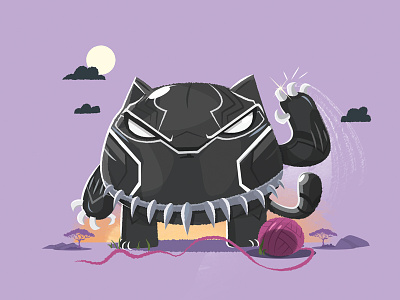 Cute Black Panther black panther cat comics illustration marvel super hero tchalla wakanda