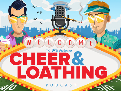 Cheer & Loathing Logo fearandloathinginlasvegas huntersthompson illustration logo microphone nhl podcast podcast logo