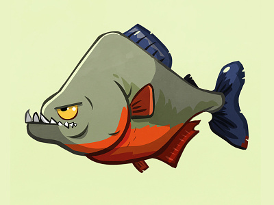 Piranha fins fish illustration piranha teeth vector