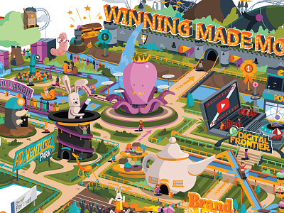 Theme Park amusement park attractions illustration infographic octopus rabbit rides teapot themepark
