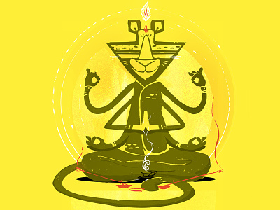 Peaceful Tigar Concept cartoon illustration meditation tigar yellow
