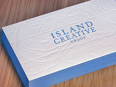 Island Creative Business Card blind deboss business card edge painting identity letterpress print