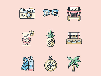 Island Travel Icons icons illustrations island travel vector