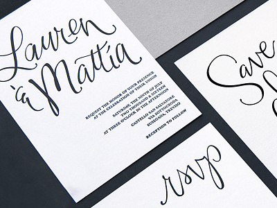 Wedding Invitation black and white hand lettering invitation layout wedding