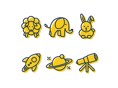 Royal Grey Icons animals children icons illlustration kids science