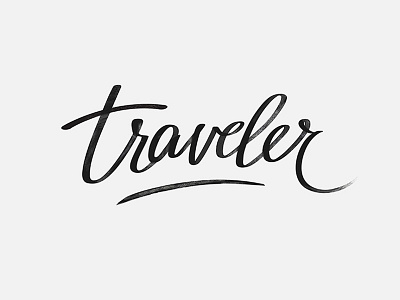Traveler Lettering black and white hand lettered script texture travel
