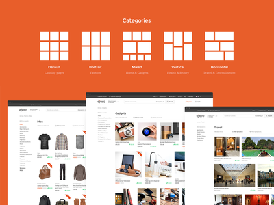 Categories layout category ecommerce fashion flat gadgets layout mobile product shopping simple travel