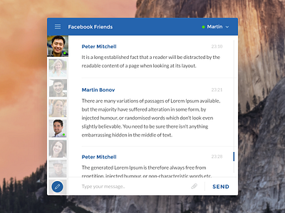 Chat UI chat clean contact conversation daily100 facebook flat messages ui
