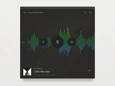 Radio Player audio dark equilizer flat graphic kit music player radio ui widget