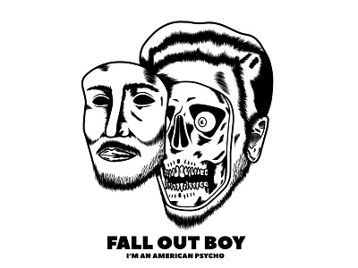 Fall Out Boy American Psycho art artist illustration illustrator linework merchandise shirtdesign skull typography vector