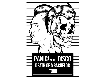 Panic At The Disco Poster art artist bandmerch drawing illustration illustrator linework merch merchandise poster skull vector