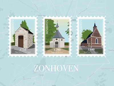 Zonhoven Stamps adobe building building icon chruch city design drawing dribbble highlights illustration illustrator map post postcard stamp stamp design stamped stamping stamps vector