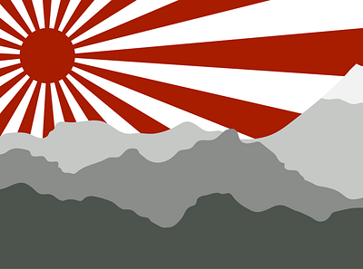 Rising Sun Over Fuji design illustration japan vector