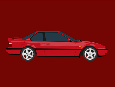 Honda Prelude - Enamel Style cars design enamel illustration vector