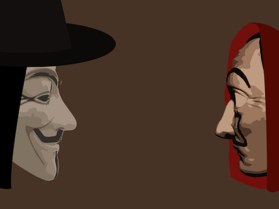 Day 20 - Face Off 100daychallenge design illustration la casa de papel v for vendetta vector