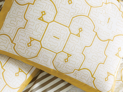 Trianon for DwellStudio bedding home decor illustration peru peruvian textiles yellow
