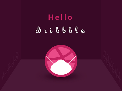 Hello community! corona coronavirus covid 19 first first post first shot firstshot hello hello dribbble hellodribbble illustration logo mask spacing stay home vector virus