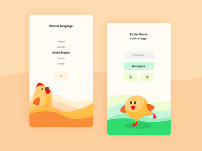 Easter Game App app app design chicken colors easter easter egg game game design happy loading start screen ui
