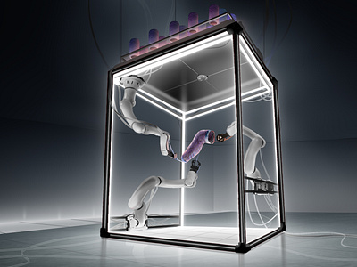 Weaving robot arm display art direction conceptart design