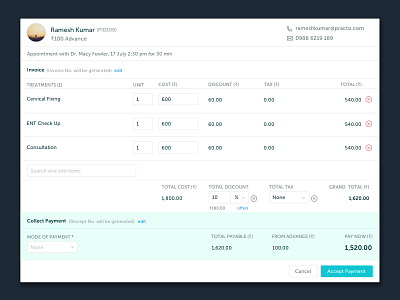 Billing System - Practo Ray V7 2016 billing new practo ray ray saas sketch ui ux web