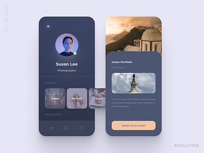 User Profile - DailyUI 006 dailyui dailyui 006 minimal photo photograph photographer photography profile profile card profile design profile page ui ui mobile uidesign user user interface user profile