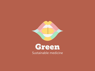 Green - Sustainable medicine branding capsule design graphic design icon illustration illustrator logo medicine mouth pills sustainable teeth ui ux vector