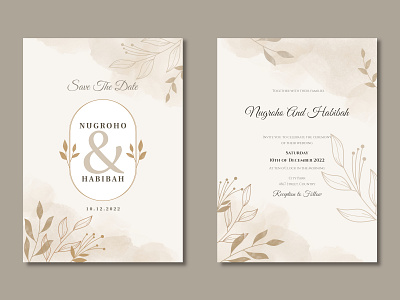 Minimalist Wedding Invitation design floral design graphic design template wedding invitation