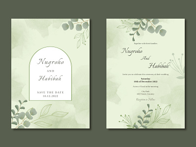 Minimalist Wedding Invitation design floral design graphic design print template wedding invitation