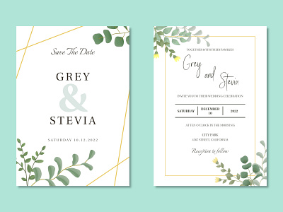 Greenery Wedding card design floral design graphic design template wedding invitation