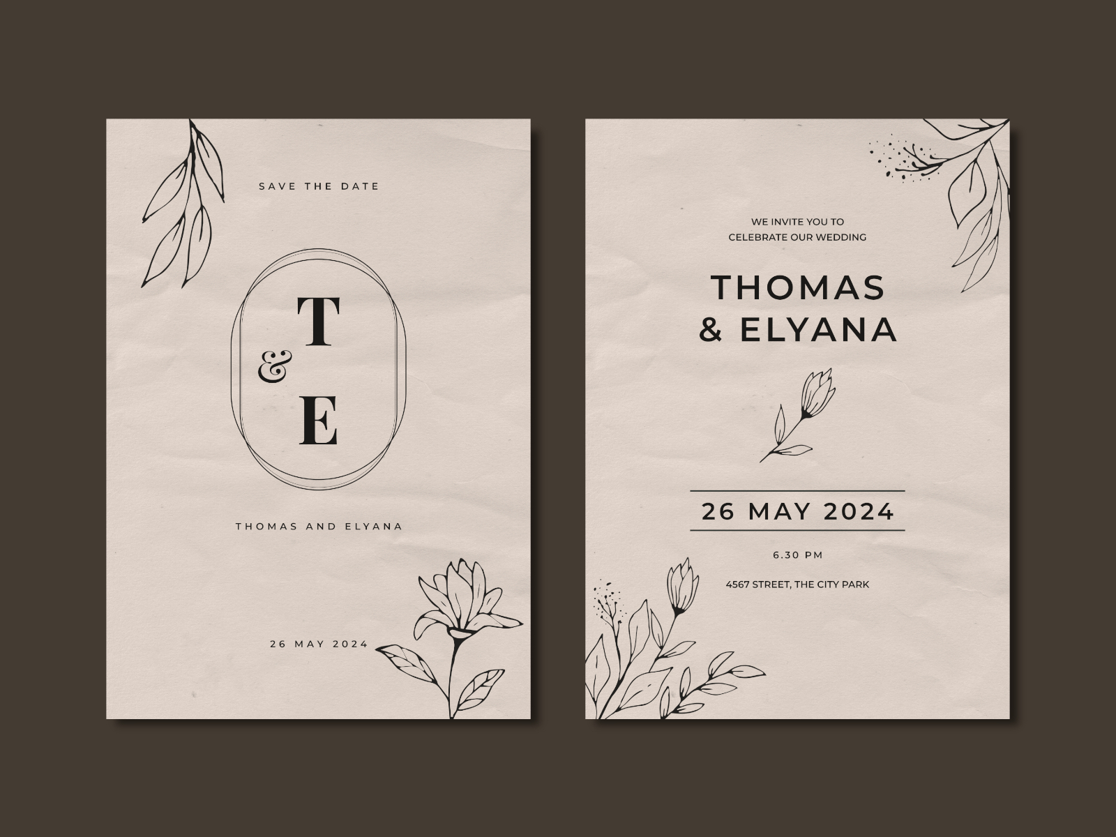 Rustic wedding invitation card by Ahmad Fauzi Nasta'in on Dribbble