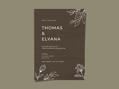 Simple Vintage Wedding invitation card card hand drawn minimalist rustic simple template vintage wedding invitation