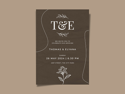 Simple rustic wedding invitation card