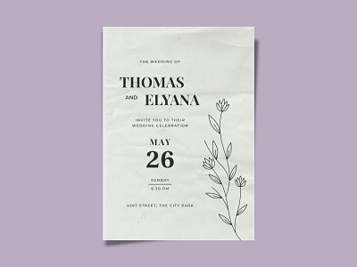 Minimalist wedding invitation card