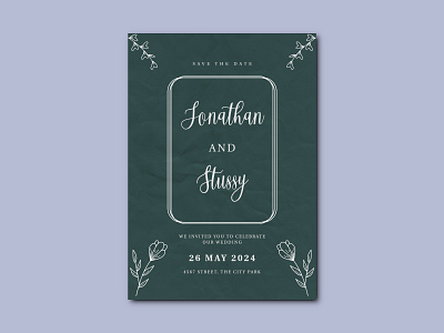 Minimalist wedding invitation card hand drawn minimalist rustic simple template wedding invitation