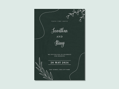 Minimalist wedding invitation card design hand drawn minimalist rustic simple template wedding invitation