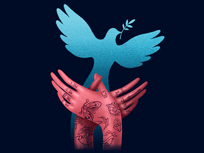 Love design dove hands illustration illustration art illustrator love peace tattoo war