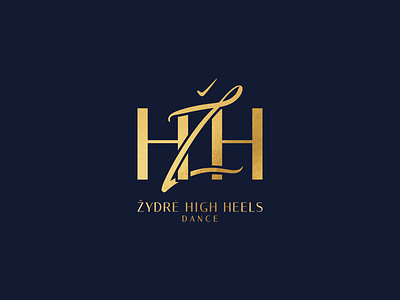 Logo for High Heels Dance Studio brand brand design brand identity dance dance studio gold lettermark lettermark logo logo logo design logotype