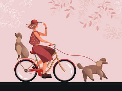 Summer ride appeasement bicycle bike figma illustration poodle ride summer walk