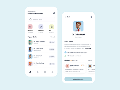 Doctor Booking Mobile App app apps booking chat clean dashboard doctor doctor app doctor ui find doctor medicine medicine app minimal mobile mobile app mobile ui serach doctor ui ui design ux