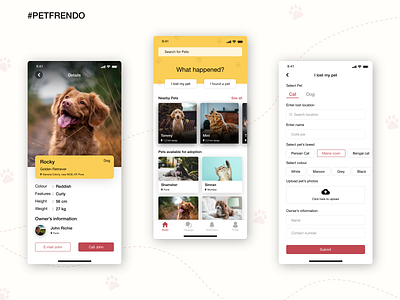 PetFrendo : A friend for your pet animation cat design dog dog friend graphic design homescreen landing page mobile mobile ui mobileapplication pet pet ui design ui uiux user interface user research userpersona ux wireframes