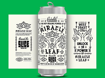 Miracle Leaf badge beer branding brews craft craft beer hops illustration label leaf miracle packaging slice typography