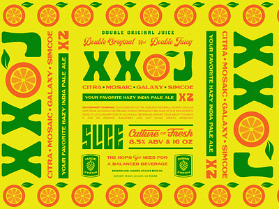XXOJ badge branding craft beer hops identity illustration lettering logo orange juice original juice packaging type typography